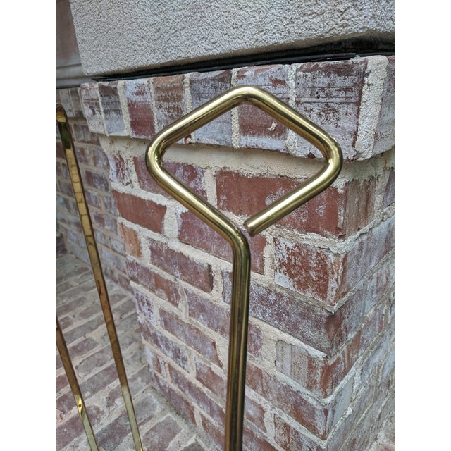 Italian Modernist Fontana Arte Brass and Glass Fireplace Tool Set 4