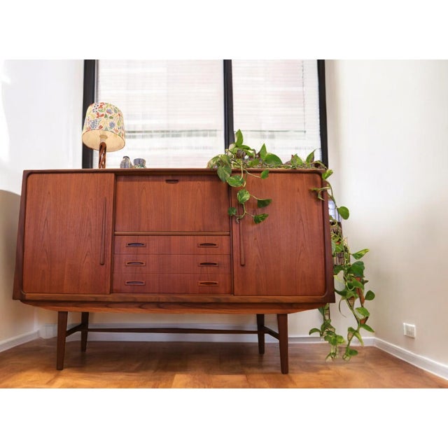 Vintage Danish Teak Cabinet with Bar Section and Sliding Doors from Clausen & Søn, 1960s For Sale - Image 9 of 18