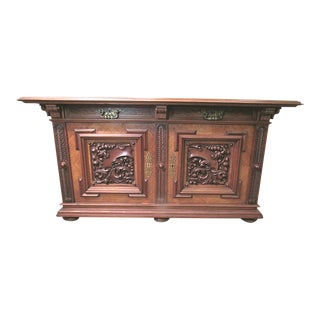 19th Century Baltic Highly Carved Walnut Server For Sale