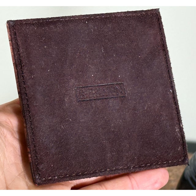 Restoration Hardware Ostrich Embossed Leather Coaster Set With Holder - Set of 4 For Sale In Providence - Image 6 of 6