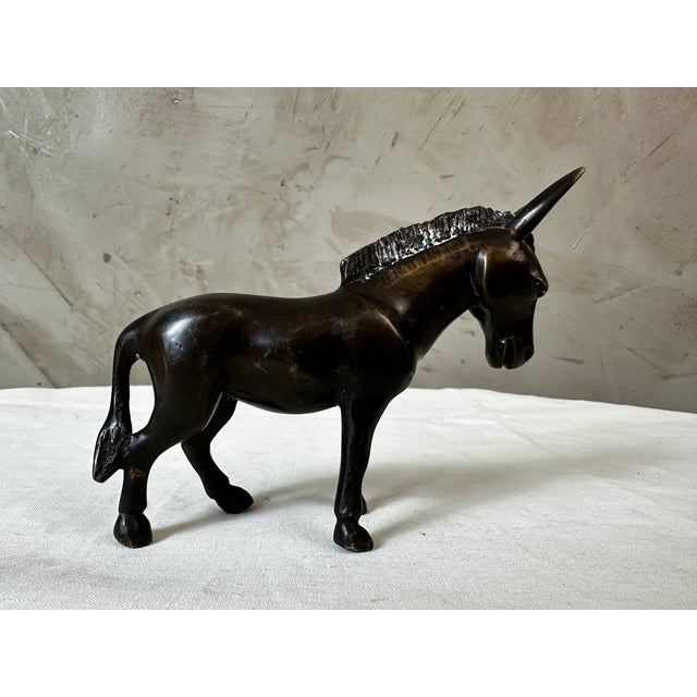 Brown Vintage Bronze Donkey Figurine, 1950 For Sale - Image 8 of 11