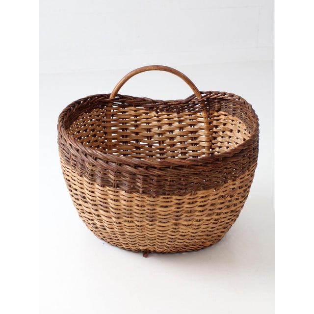 Vintage Large Wicker Gathering Basket For Sale - Image 15 of 15