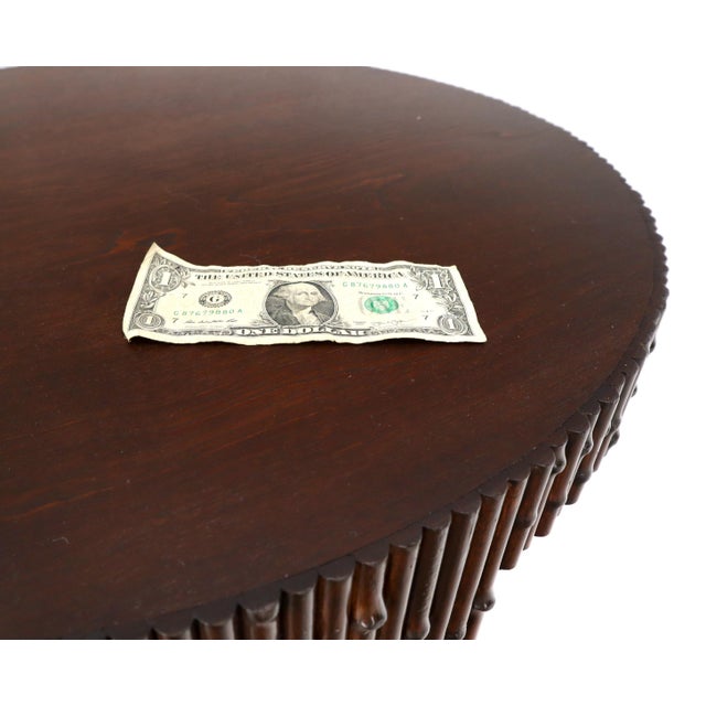 Mid-Century Modern superb quality studio made walnut finish faux bamboo side end occasional table stand.