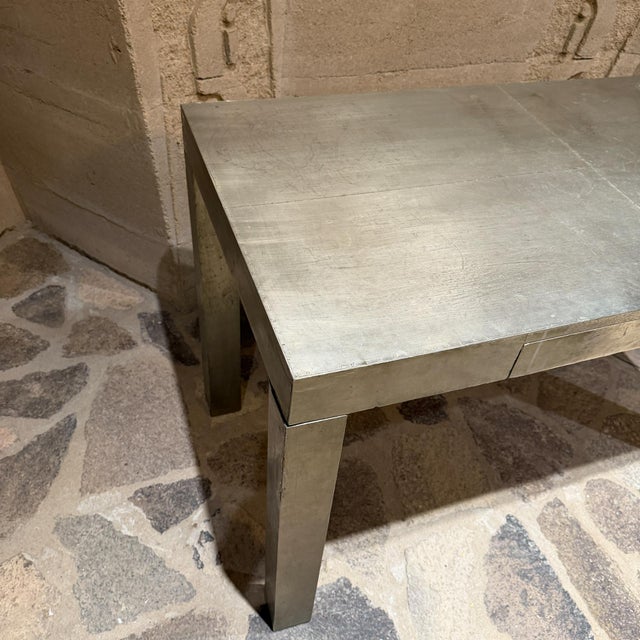 Parsons Metal Wrapped Desk Writing Table Modern For Sale - Image 4 of 9