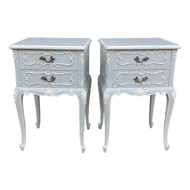 1900s French Louis XVI Mint Beech Nightstands-Pair For Sale