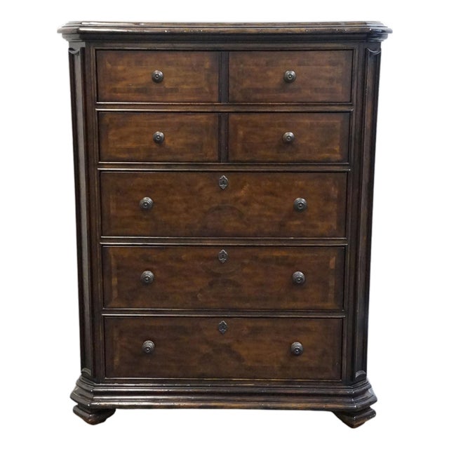 Stanley Furniture Walnut Contemporary Traditional 46" Chest of Drawers 128-13-12 For Sale