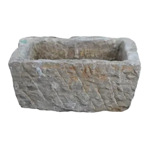 19" Inch Long Hand Chiseled Stone Trough 24-13