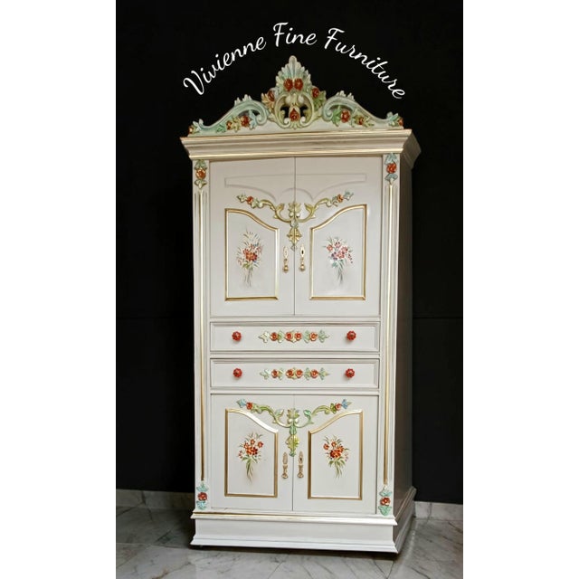 Beige Antique Venetian Style Hand-Painted Armoire For Sale - Image 8 of 12