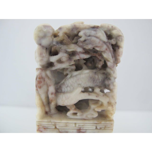 Chinese 3d Carved Fish & Bird Shoushan Stone Chop Seal Stamp For Sale - Image 15 of 15