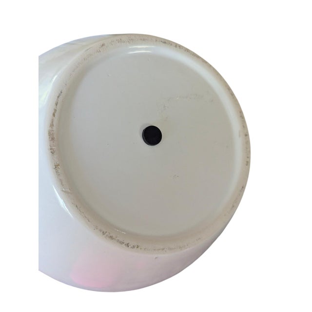Grandmillenial White Ceramic Fishbowl Planter With Pink Bow For Sale - Image 14 of 14