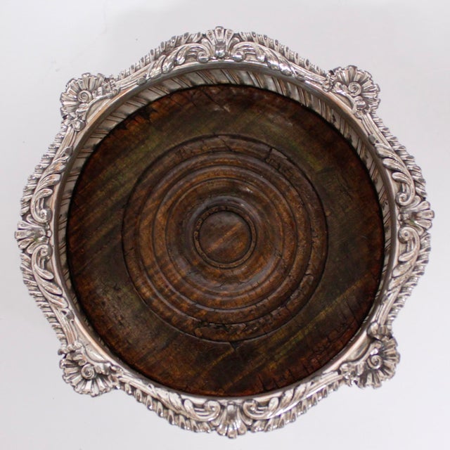 Pair of Large Antique English Silver on Copper Gadrooned Wine Coasters For Sale - Image 9 of 10