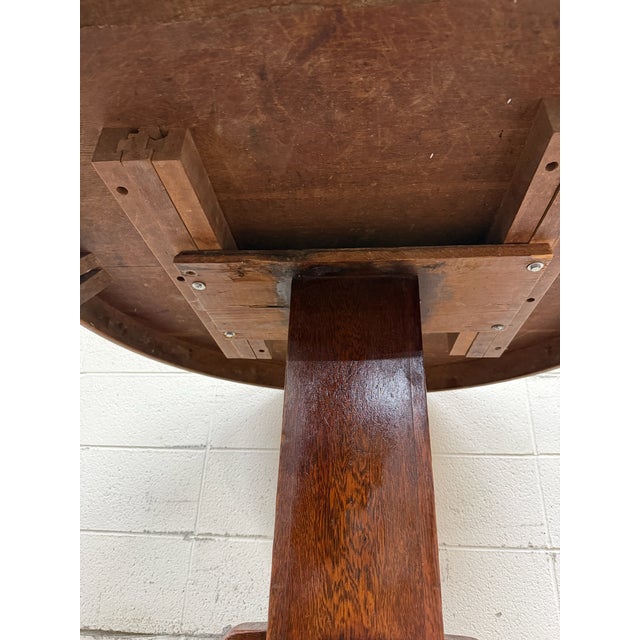 Antique Mission Arts & Crafts Quarter Sawn Tiger Oak Dining Table For Sale - Image 9 of 10