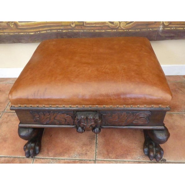 Tan Large Antique Country Oak Stool, 1830 For Sale - Image 8 of 16