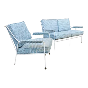 Vintage Mid Century Metal Porch Sofa & Chair