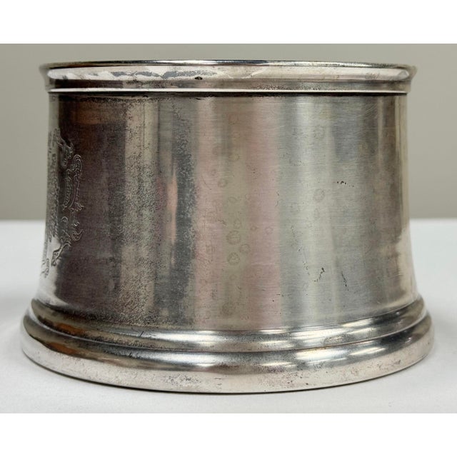 Metal Vintage Silver Tone Wine Bottle Coaster For Sale - Image 7 of 7