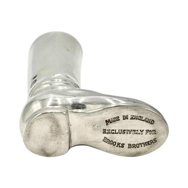 Vintage Brooks Brothers Equestrian Pewter Riding Boot Paperweight For Sale - Image 4 of 11