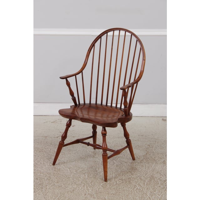 Traditional Set of 6 Robert Bergelin Cherry Windsor Style Dining Room Chairs For Sale - Image 3 of 17