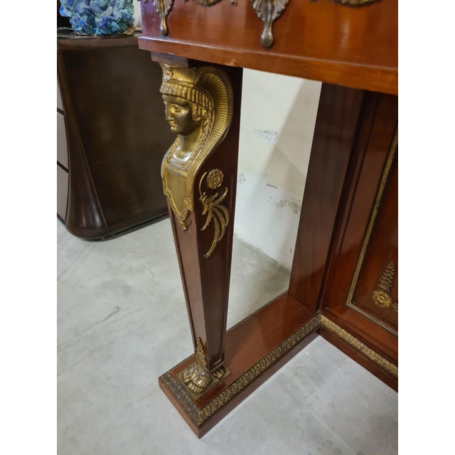 Black Empire Console Table with Retour Degypte Style Mirror For Sale - Image 8 of 18