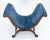 Blue French Carved Wood Scissor Shape Blue Velvet Upholstery Bench For Sale - Image 8 of 13