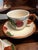 1950s 1950s Franciscan Apple Tea Cup & Saucer Set England Backstamp Hand Painted - Set of 4 For Sale - Image 5 of 8