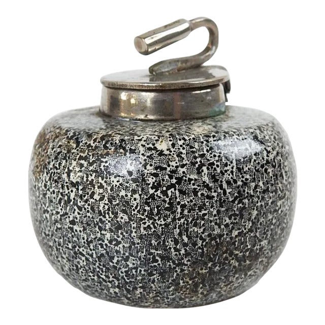 Tiny Vintage Curling Stone Shaped Inkwell For Sale