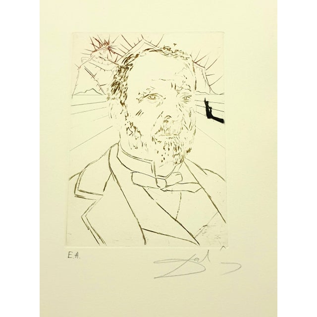 Salvador Dali - Louis Pasteur - Original Hand Signed Engraving 1970 For Sale