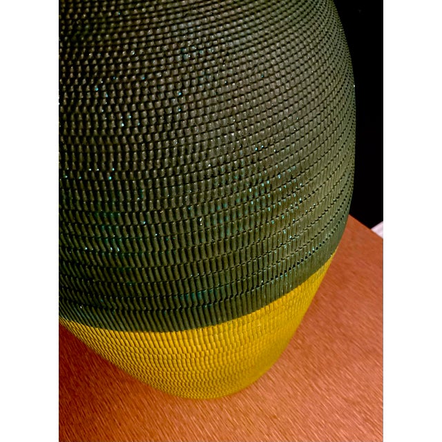 1980s Two-Toned Green Corrugated Cardboard Vase, by Flute Chicago For Sale - Image 9 of 11