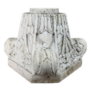 Hand-Carved White Marble Capital in Relief, 20th Century For Sale