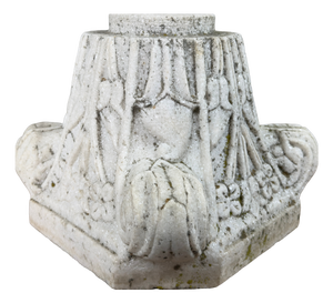 Hand-Carved White Marble Capital in Relief, 20th Century
