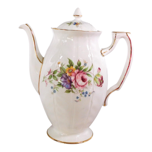 1960s Aynsley White Floral Coffee Pot in Aynsley Spray