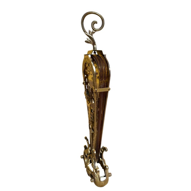 Late 20th Century Brass Fireplace Screen Peacock Fan With Cherub Detail – Large, Polished Vintage For Sale - Image 5 of 11
