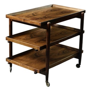 Vintage Danish Rosewood Serving Trolley by Poul Hundevad, 1960s For Sale