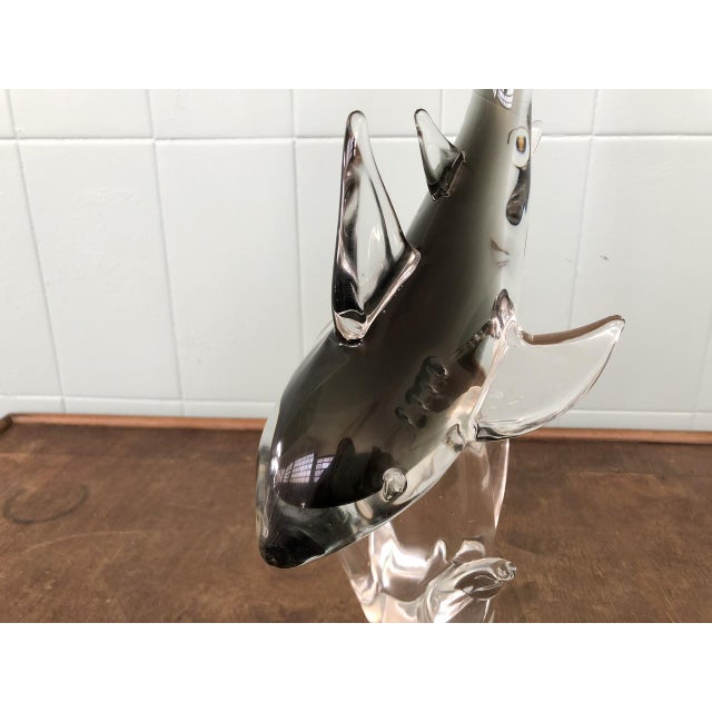 Black Large Vintage Murano Glass Shark Sculpture, Italy, 1970s For Sale - Image 8 of 17