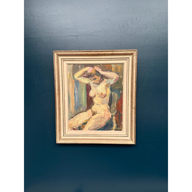 Gunnar Christenson, Nude Figurative Composition, 1950s, Oil Painting on Panel, Framed For Sale - Image 12 of 17
