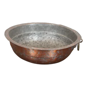 19th Century French Hammered Dovetailed Copper Fruit Colander Strainer Hanging Bowl