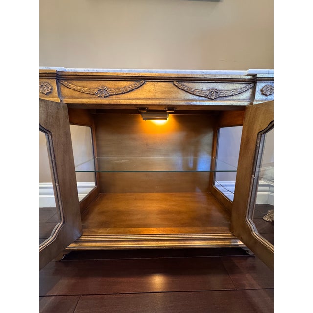 Small Buffet Cabinet With Marble Top For Sale - Image 4 of 4