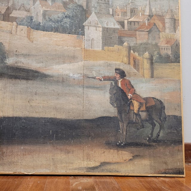 French School Artist, Duel of Knights, 18th Century, Watercolor Painting on Linen For Sale - Image 11 of 18