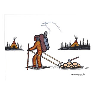 Collins Campbell Ojibway Winter Acrylic Painting For Sale