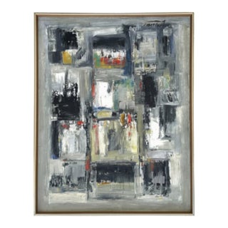 MCM Abstract Painting on Canvas, Signed For Sale