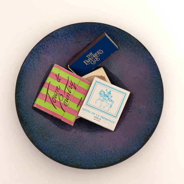 1970s Vintage Blue Purple Enamel Catchall Bowl For Sale - Image 5 of 12