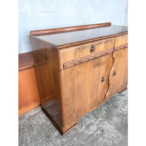 Art Deco Walnut Sideboard with Drinks Cabinet, 1930s For Sale - Image 9 of 11