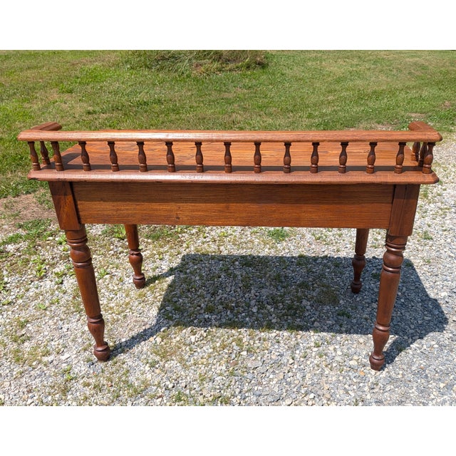 Antique Railroad Depot Desk With Spindle Gallery Cherry and Ash Wood 1900s For Sale - Image 14 of 17