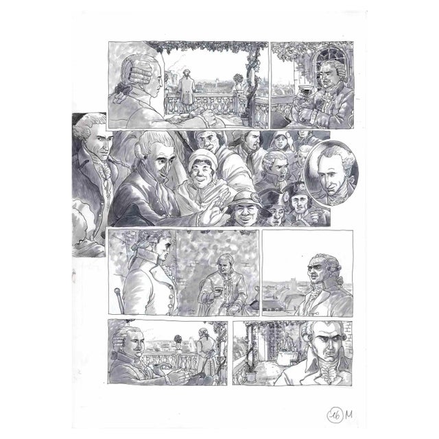 Vincenzo Bizzarri, Beaumarchais Speaks, Ink & Watercolor on Paper, 2019 For Sale