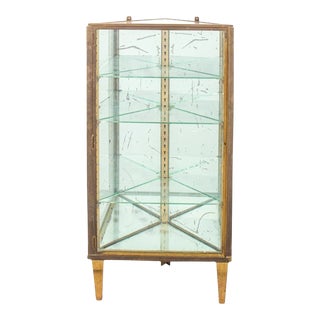 American Brass and Glass Mirrored Corner Vitrine For Sale