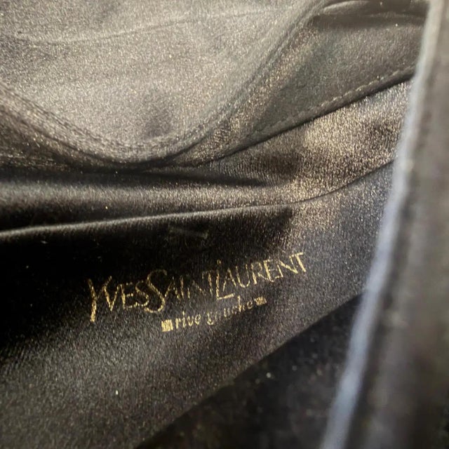 1980s Vintage Black Satin Evening Jewel Bag by Yves Saint Laurent For Sale - Image 14 of 14