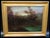 This vintage 20th century oil on canvas displays a picturesque sunset featuring trees & foliage along a brook. The...