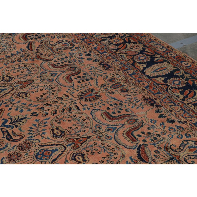 Antique Oversized Sarouk Persian Rug in Pink With Floral Patterns | Rug & Kilim For Sale In New York - Image 6 of 11