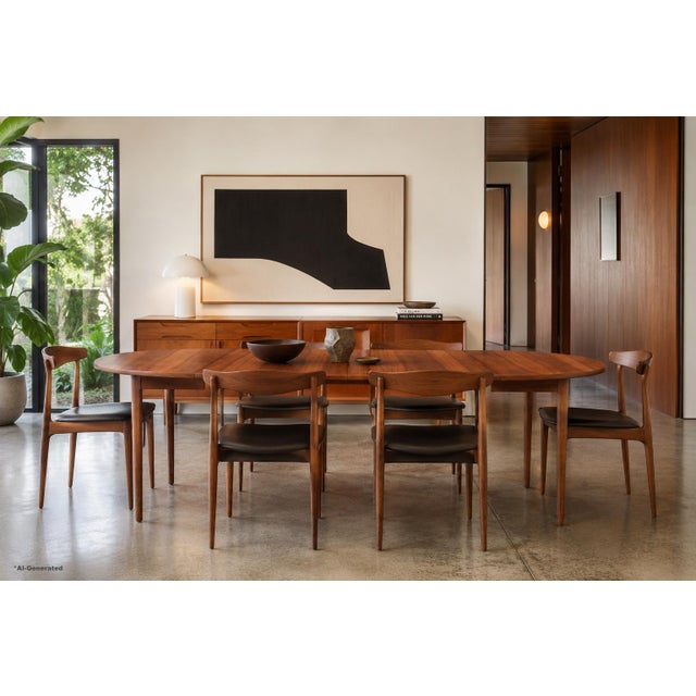 Mid-century modern walnut dining table designed by Kipp Stewart and Stewart MacDougall for Drexel, USA, 1960s. Part of...