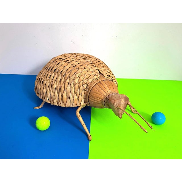 Giant 1970s Wicker Beetle For Sale - Image 10 of 18