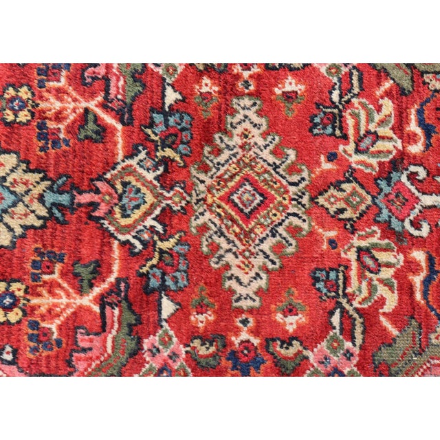 Early 20th Century Antique Persian Mahal Rug With All-Over Sub-Geometric Design in Red Background For Sale - Image 9 of 13